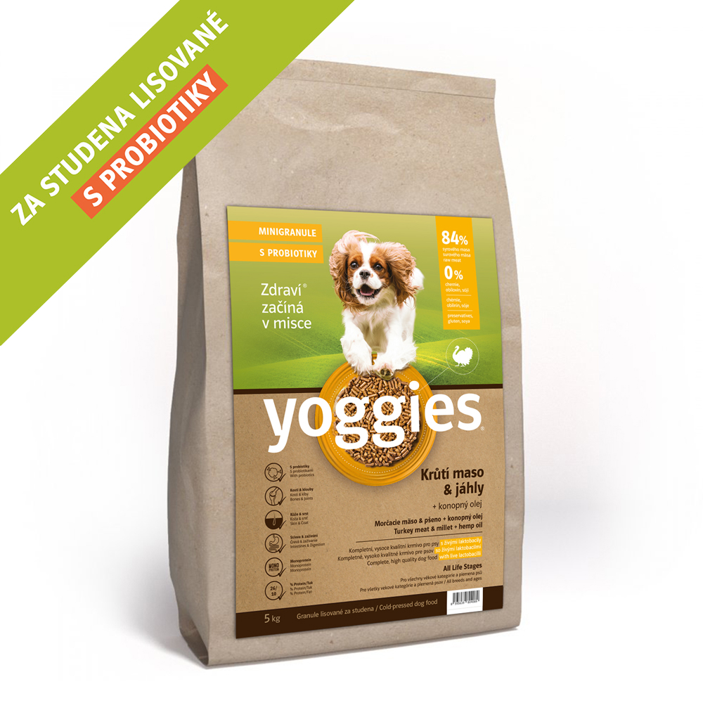 Yoggies MINI Monoproteinové granule s krůtím masem a jáhly 5kg