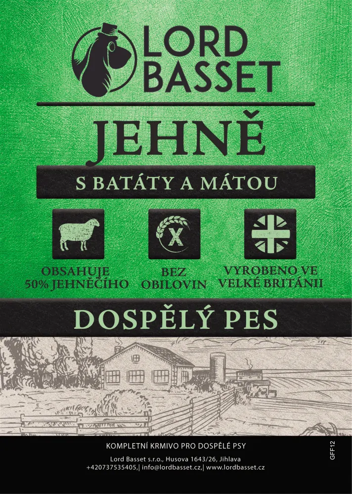 Lord Basset MONOPROTEIN bez obilovin JEHNĚ 2kg