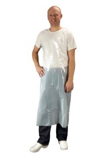 Zástěra jednorázová PE bílá 140cm KRUTEX 150ks