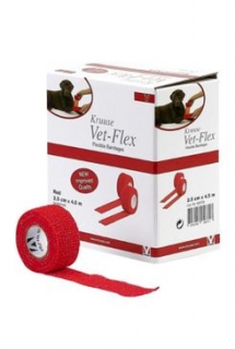 Obinadlo elast. Vet-Flex 2,5cm x 4,5m červ. Kruuse 1ks