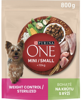 Purina ONE Mini dog Weight Control krůtí s rýží 0,8 kg