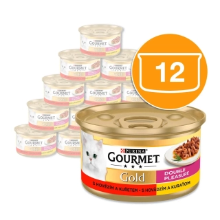 GOURMET Gold Hovězí a kuře 12 x 85g