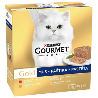 Gourmet Gold cat paštika tuňák játra krůta a hovězí 8 x 85 g