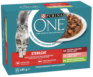 Purina One Sterilcat hovězí losos krůta 12 x 85 g
