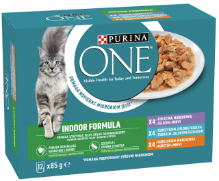 Purina One Indoor telecí tuňák kuře 12 x 85 g