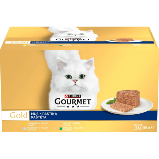 Gourmet Gold paštiky kuře krůta králík tuňák 48 x 85 g