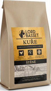 Lord Basset ŠTĚNĚ bez obilovin pro všechna plemena KUŘE s KRŮTOU A LOSOSEM 6Kg