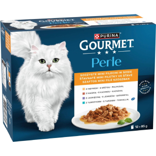 Gourmet Perle krůta kachna jehněčí tuňák ve šťávě 12 x 85 g