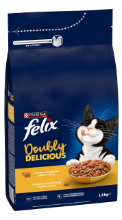 Felix Doubly Delicious Adult s kuřetem a krůtou 1,4 kg