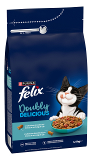 Felix Doubly Delicious Adult s lososem a mořskou rybou 1,4 kg