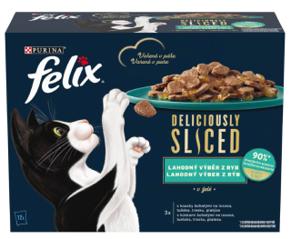 Felix Deliciously Sliced losos tuňák treska platýs jelly 12 x 80 g