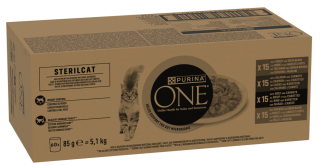PURINA ONE STERILCAT Mini filetky s kuřetem, krůtou, hovězím, lososem se zeleninou 60 x 85g