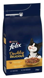 Felix Doubly Delicious Adult s kuřetem a krůtou 3 kg