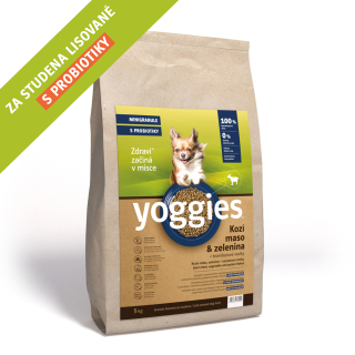 5kg Yoggies Kozí maso&zelenina, hypoalergenní minigranule lisované za studena s probiotiky