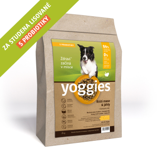 2kg Yoggies Krůtí maso&jáhly, granule lisované za studena s probiotiky