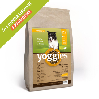 5kg Yoggies Krůtí maso&jáhly, granule lisované za studena s probiotiky