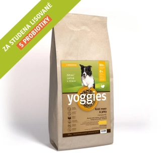 15kg Yoggies Krůtí maso&jáhly, granule lisované za studena s probiotiky