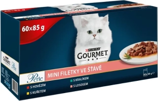 Gourmet Perle hovězí, kuřecí, králičí a losos 60 x 85 g